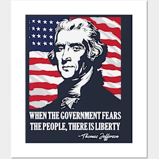 Thomas Jefferson - American Flag - 4th of July Posters and Art
